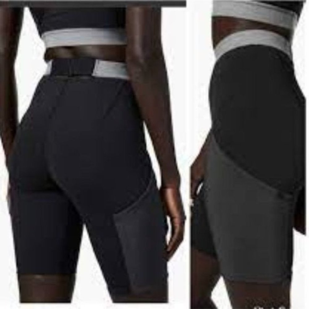 lululemon athletica Black and Gray High-Waist Athletic Bike Shorts